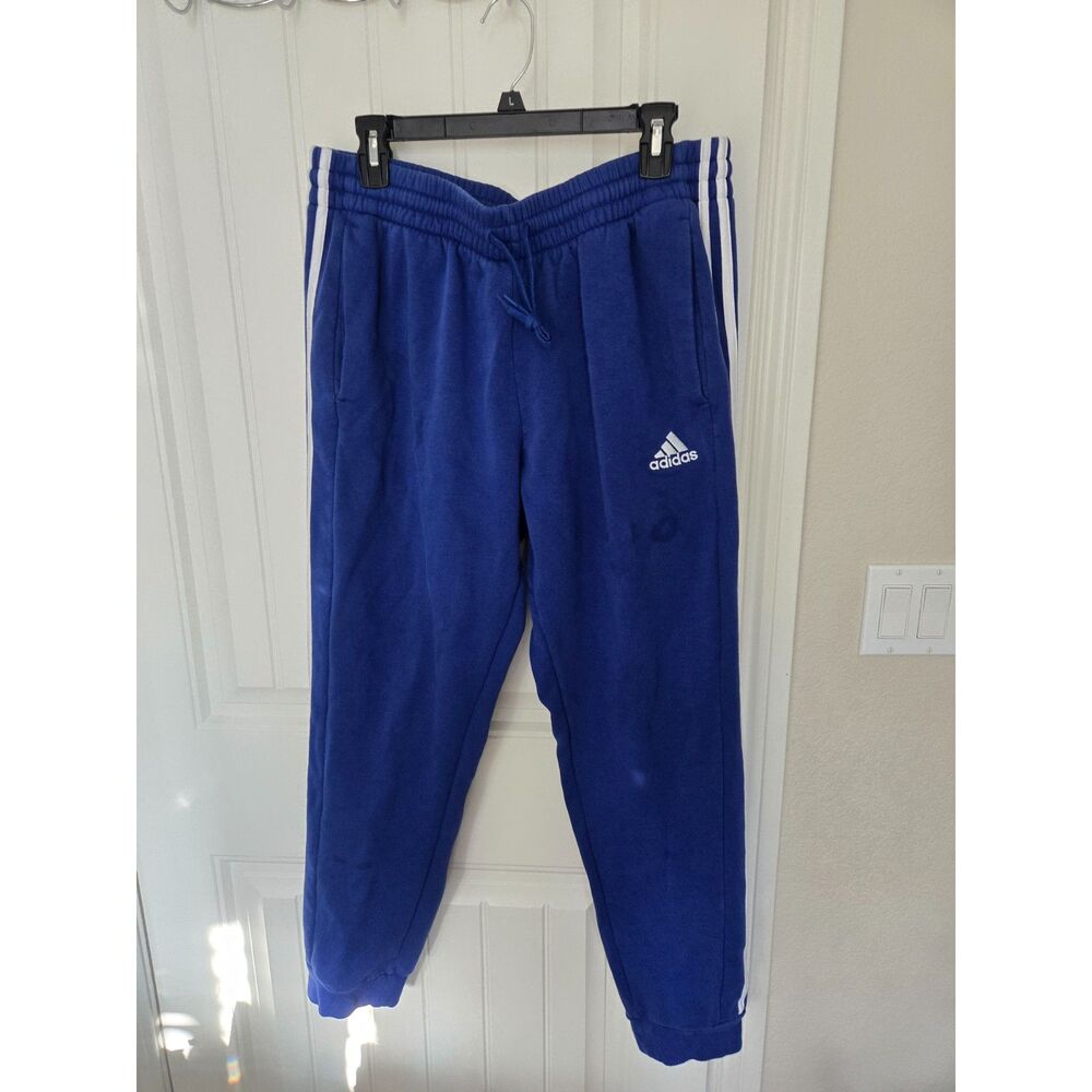 Adidas Men’s XL Blue 3-Stripes Jogger Sweatpants Drawstring Athletic Pants